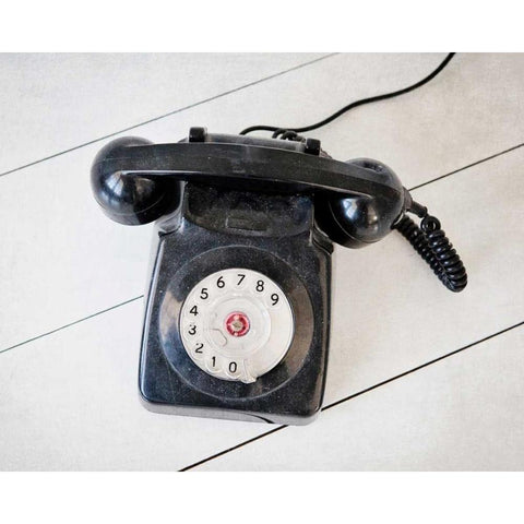 Back In Time Black Telephone Black Modern Wood Framed Art Print by Susannah Tucker Photography