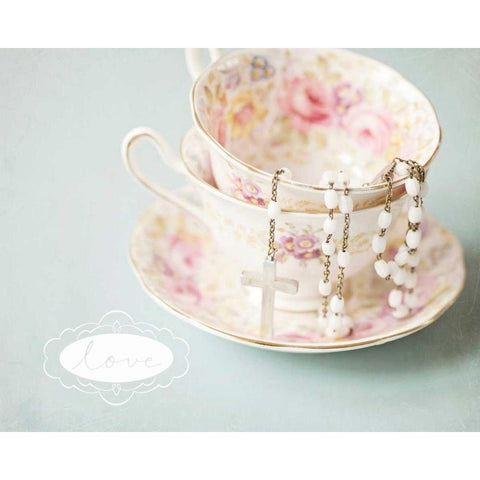 Pretty Teacup Love Black Modern Wood Framed Art Print by Susannah Tucker Photography