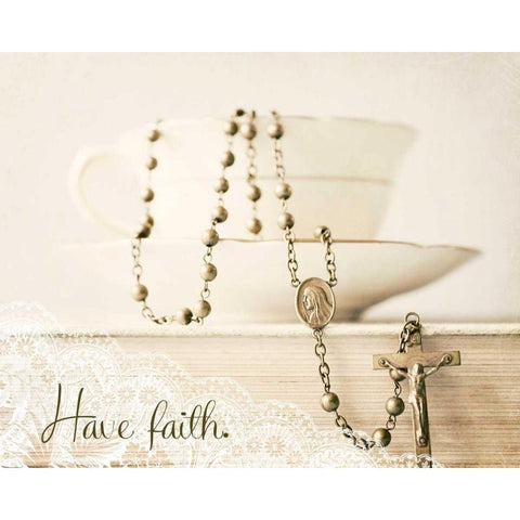 Pretty Teacup Have Faith Black Modern Wood Framed Art Print by Susannah Tucker Photography