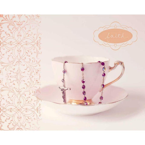 Pretty Teacup Faith Black Modern Wood Framed Art Print with Double Matting by Susannah Tucker Photography