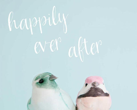 Happily Ever After Love Birds Black Ornate Wood Framed Art Print with Double Matting by Susannah Tucker Photography