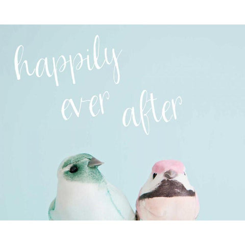 Happily Ever After Love Birds Black Modern Wood Framed Art Print with Double Matting by Susannah Tucker Photography