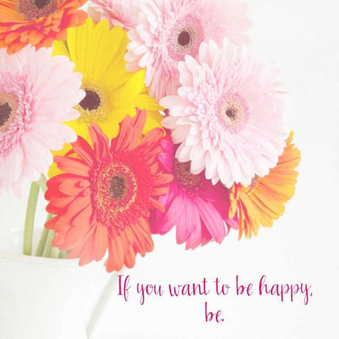 Be Happy White Modern Wood Framed Art Print by Susannah Tucker Photography