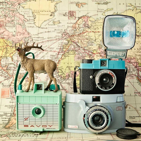 Happy Travels Black Modern Wood Framed Art Print by Susannah Tucker Photography