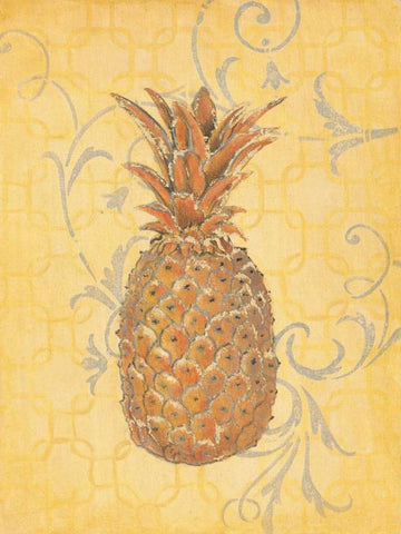 Estate Pineapple 1 White Modern Wood Framed Art Print with Double Matting by Studio M