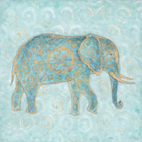 WISDOM ELEPHANT Gold Ornate Wood Framed Art Print with Double Matting by Studio M