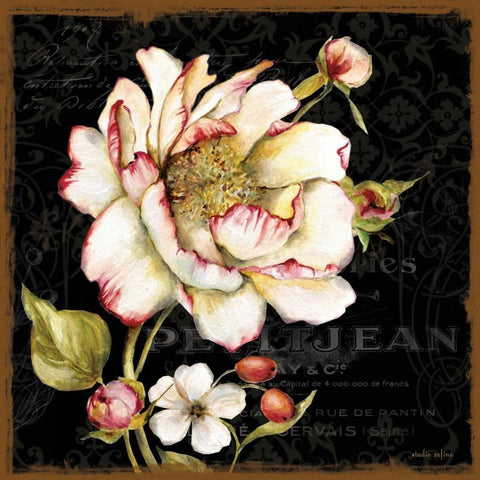Dusk Flower 1 Black Ornate Wood Framed Art Print with Double Matting by Studio Rofino