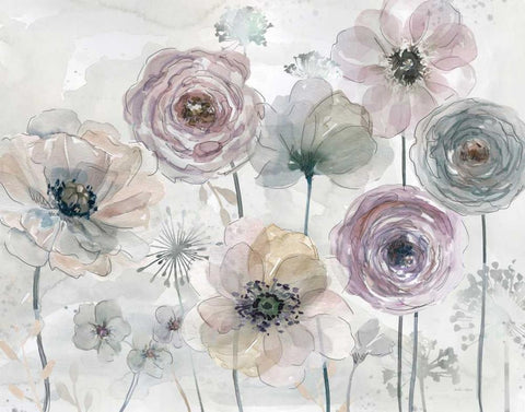 Translucent Petals Black Ornate Wood Framed Art Print with Double Matting by Studio Rofino