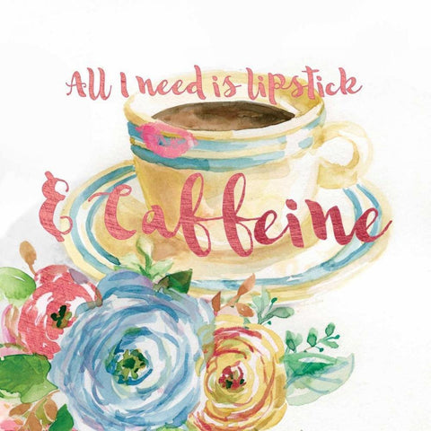 Lipstick and Caffeine Gold Ornate Wood Framed Art Print with Double Matting by Studio Rofino