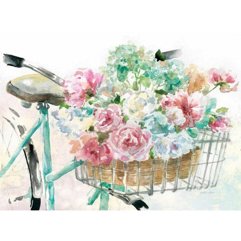 Flower Market Bicycle Black Modern Wood Framed Art Print with Double Matting by Studio Rofino