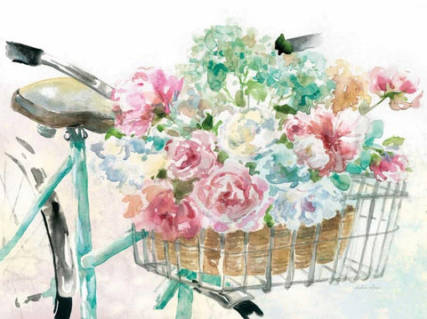 Flower Market Bicycle Black Ornate Wood Framed Art Print with Double Matting by Studio Rofino