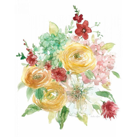 Vintage Style Bouquet White Modern Wood Framed Art Print by Studio Rofino