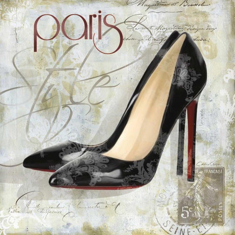 Paris Soles 2 Black Modern Wood Framed Art Print with Double Matting by Cooper, Carlie