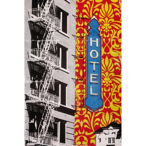 Urban Collage Hotel White Modern Wood Framed Art Print by Fainelli, Deanna