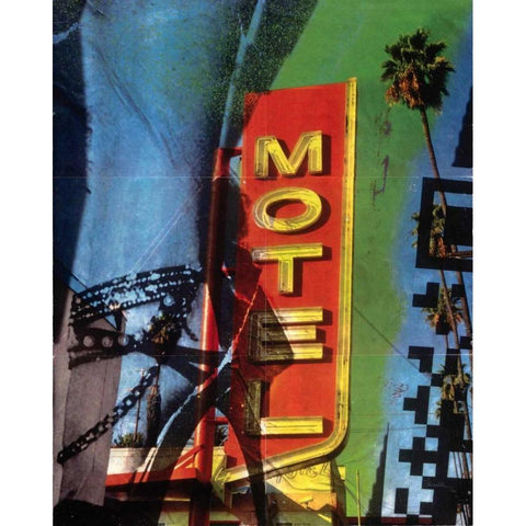 Urban Collage Motel Gold Ornate Wood Framed Art Print with Double Matting by Fainelli, Deanna