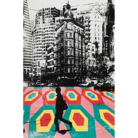 Urban Collage Walk White Modern Wood Framed Art Print by Fainelli, Deanna