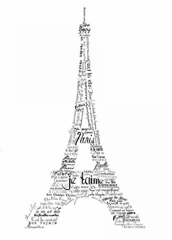 As The French Say-Eiffel Tower White Modern Wood Framed Art Print with Double Matting by De Lauzun, Marion