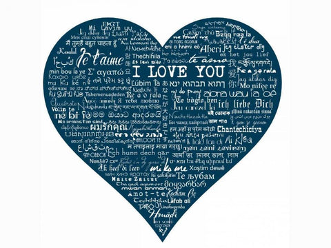 As The French Say-Blue Heart White Modern Wood Framed Art Print with Double Matting by De Lauzun, Marion