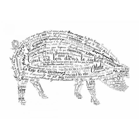 As The French Say-Pig White Modern Wood Framed Art Print by De Lauzun, Marion