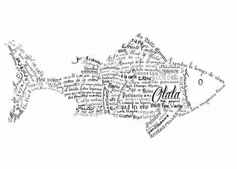 As The French Say-Fish White Modern Wood Framed Art Print with Double Matting by De Lauzun, Marion