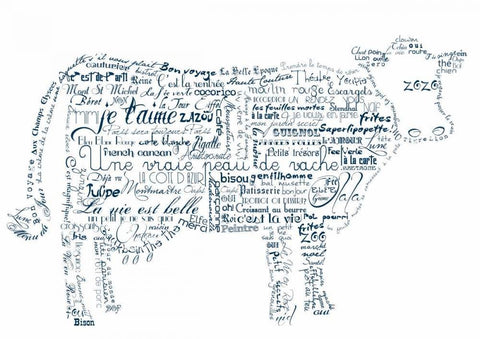 As The French Say-Cow 2 Black Ornate Wood Framed Art Print with Double Matting by De Lauzun, Marion