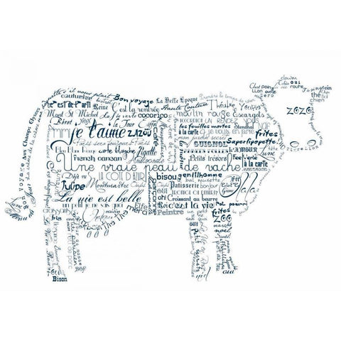 As The French Say-Cow 2 Gold Ornate Wood Framed Art Print with Double Matting by De Lauzun, Marion