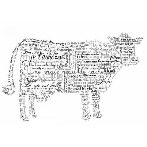 As The French Say-Cow 3 White Modern Wood Framed Art Print by De Lauzun, Marion