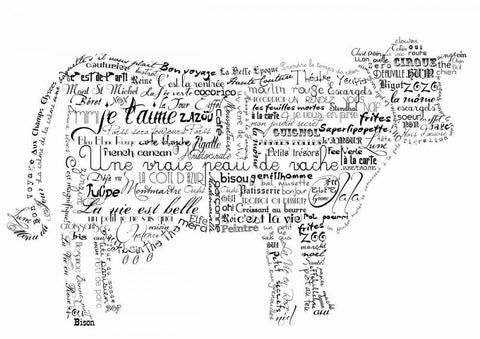 As The French Say-Cow 3 Black Ornate Wood Framed Art Print with Double Matting by De Lauzun, Marion