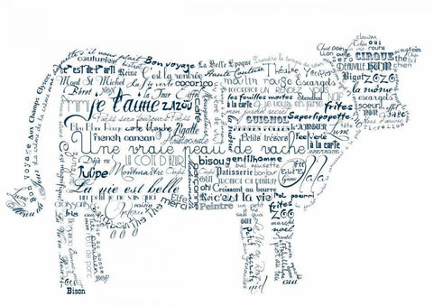 As The French Say-Cow 1 Black Ornate Wood Framed Art Print with Double Matting by De Lauzun, Marion