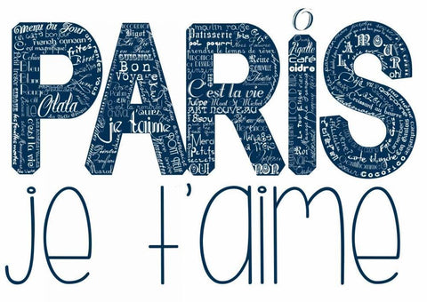 As The French Say-Blue Paris White Modern Wood Framed Art Print with Double Matting by De Lauzun, Marion