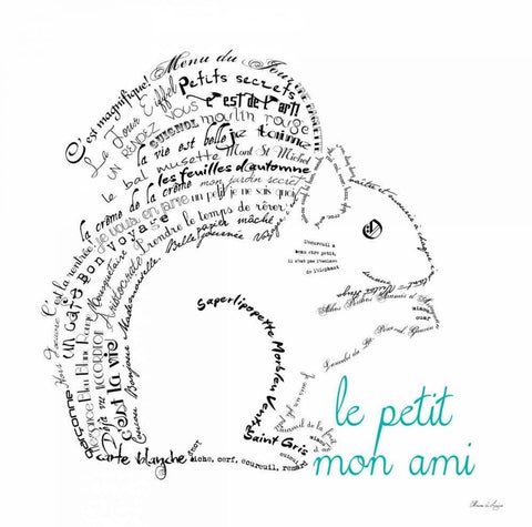 Le Petit Mon Ami Squirrel White Modern Wood Framed Art Print with Double Matting by De Lauzun, Marion