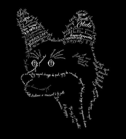 French Fox Black White Modern Wood Framed Art Print with Double Matting by De Lauzun, Marion