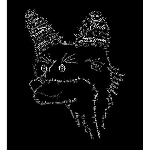 French Fox Black White Modern Wood Framed Art Print by De Lauzun, Marion