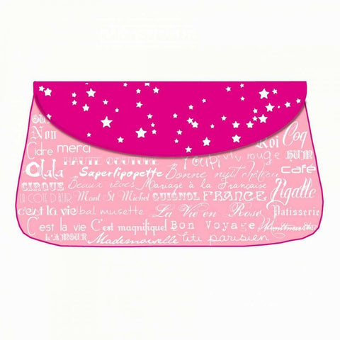 Pink Paris Purse White Modern Wood Framed Art Print with Double Matting by De Lauzun, Marion