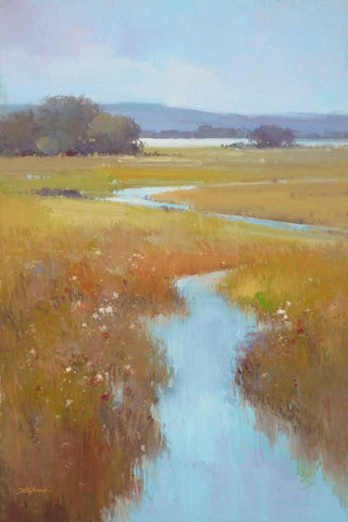 Misty River Black Ornate Wood Framed Art Print with Double Matting by Stefano