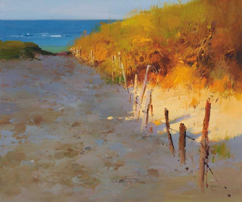 Sunset Beach  White Modern Wood Framed Art Print with Double Matting by Stefano