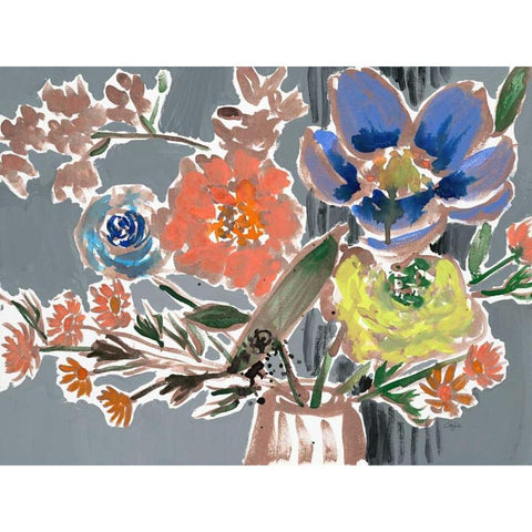 Sadies Bouquet Black Modern Wood Framed Art Print with Double Matting by Sandland, Colleen