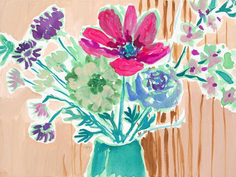 Bellas Bouquet Black Ornate Wood Framed Art Print with Double Matting by Sandland, Colleen