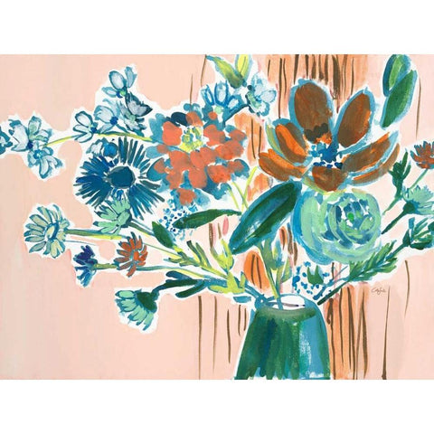 Pennys Bouquet Black Modern Wood Framed Art Print with Double Matting by Sandland, Colleen