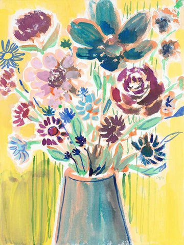 Awash In Flowers, Still Life White Modern Wood Framed Art Print with Double Matting by Sandland, Colleen