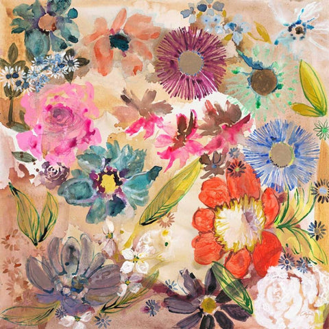 Jumble and Blooms White Modern Wood Framed Art Print with Double Matting by Sandland, Colleen