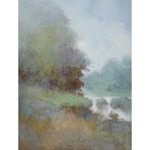 Misty Morning Fog Gold Ornate Wood Framed Art Print with Double Matting by Zhang, Jan