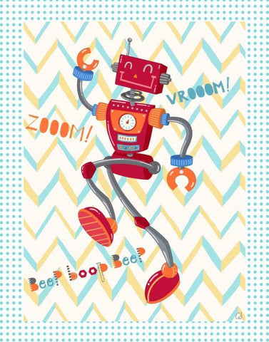 Zoom Robot White Modern Wood Framed Art Print with Double Matting by Skapriwsky, Christina
