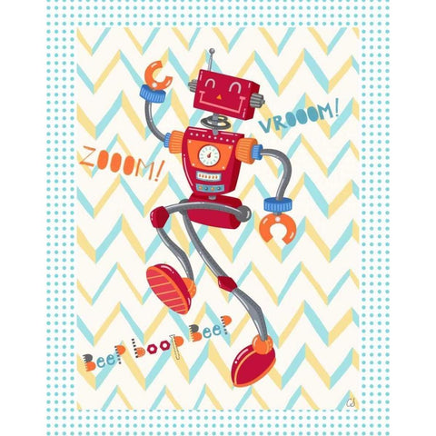 Zoom Robot White Modern Wood Framed Art Print by Skapriwsky, Christina