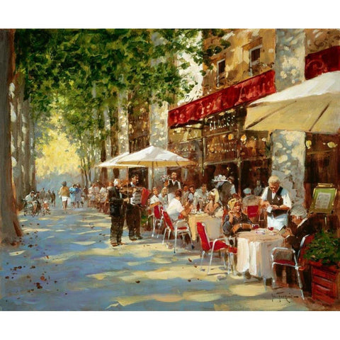 Cafe Apres-Midi Black Modern Wood Framed Art Print by Haskins, John