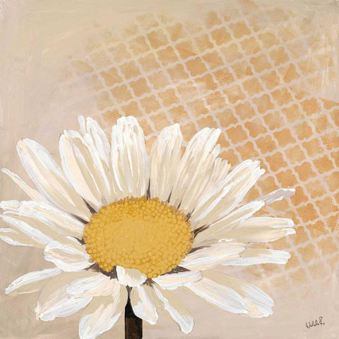 Moroccan Daisy 1 Black Modern Wood Framed Art Print with Double Matting by Walela R.