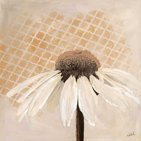 Moroccan Daisy 2 Black Modern Wood Framed Art Print with Double Matting by Walela R.