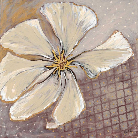 White Petals 1 Black Modern Wood Framed Art Print by Walela R.