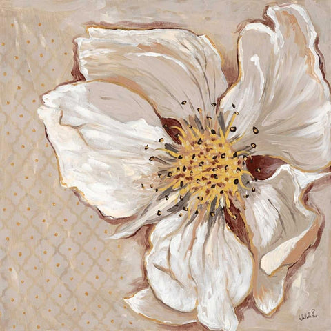 White Petals 2 Gold Ornate Wood Framed Art Print with Double Matting by Walela R.