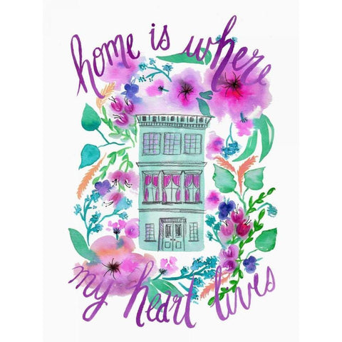 Home Is Where My Heart Is Black Modern Wood Framed Art Print by Esther Bley Designs